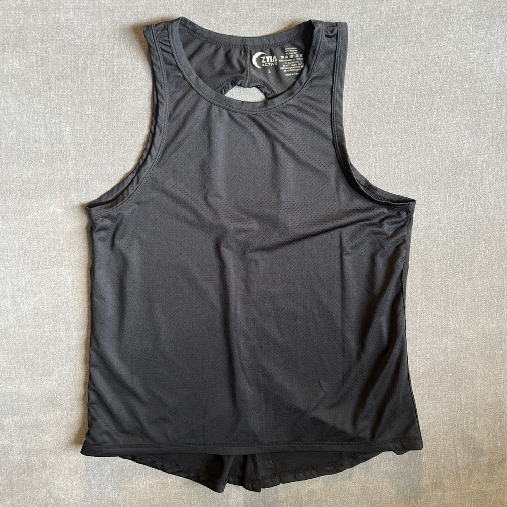 Zyia active tank top womens large black sleeveless athletic‎ casual workout top